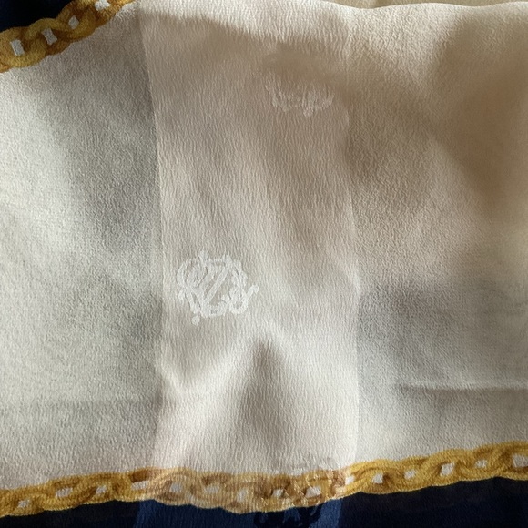 Christian Dior Navy and Gold Silk Scarf - Picture 8 of 10